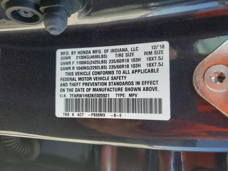 2019 HONDA CR-V EXL  