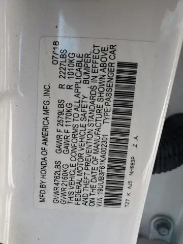 2019 ACURA TLX TECHNOLOGY  