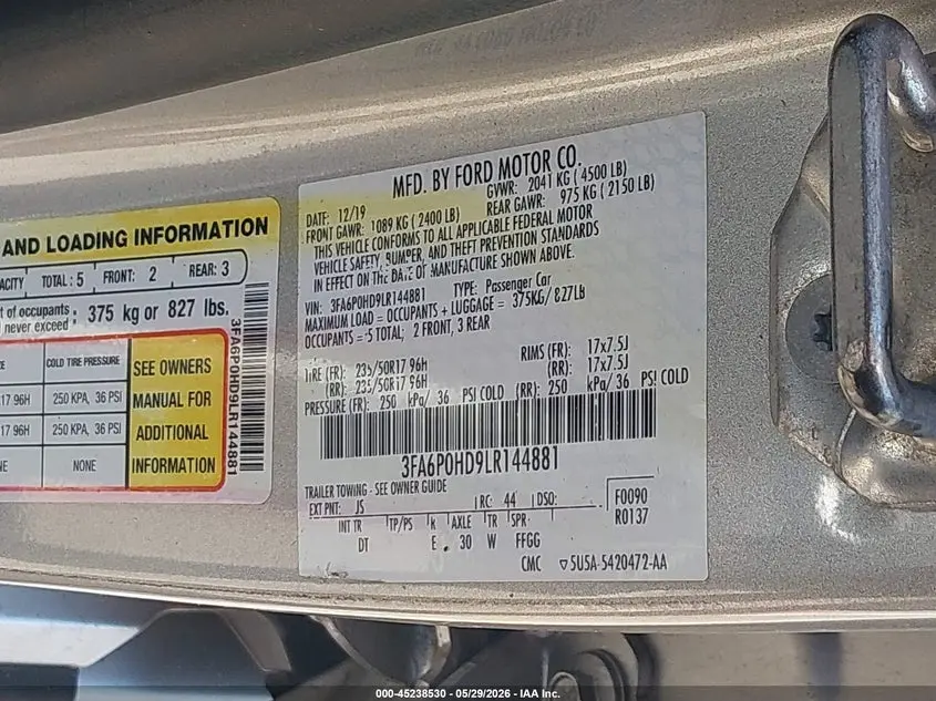 2020 FORD FUSION SE