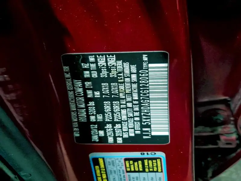 2012 HYUNDAI SANTA FE SE  