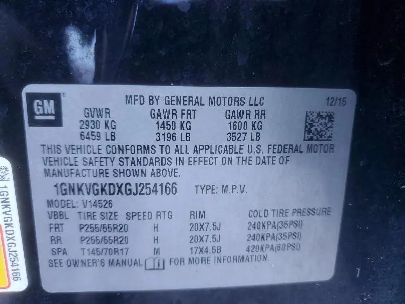 2016 CHEVROLET TRAVERSE LT  