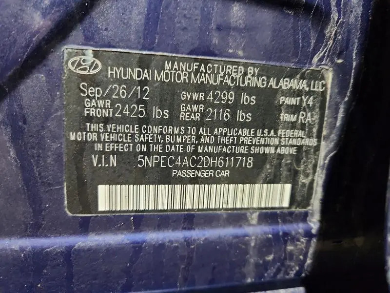 2013 HYUNDAI SONATA LIMITED  