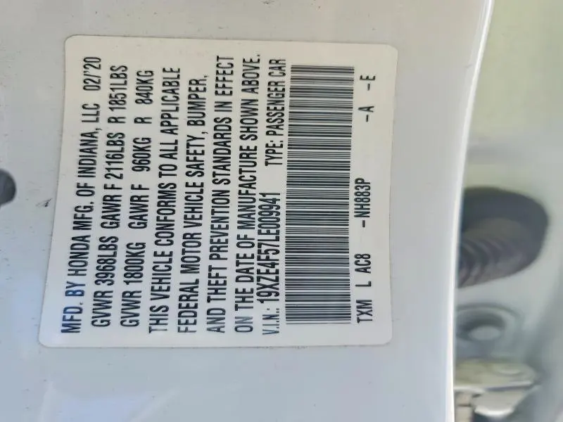 2020 HONDA INSIGHT EX  