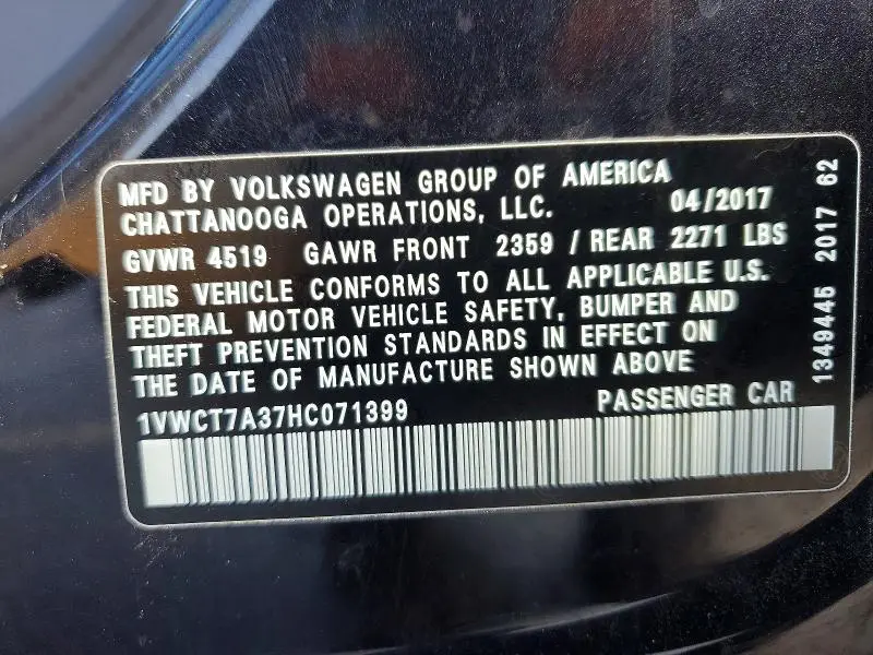 2017 VOLKSWAGEN PASSAT SEL PREMIUM  