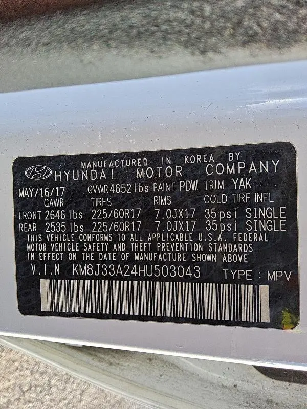 2017 HYUNDAI TUCSON LIMITED  