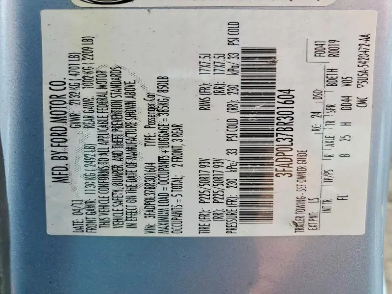 2011 FORD FUSION HYBRID  