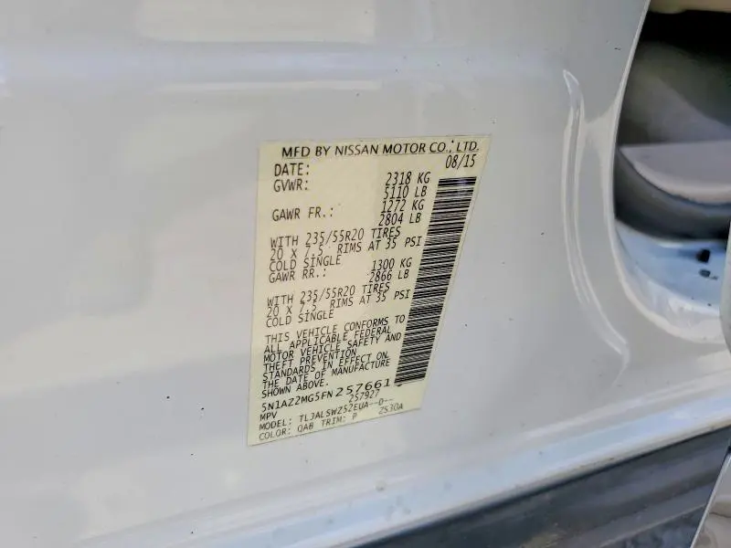 2015 NISSAN MURANO PLATINUM  