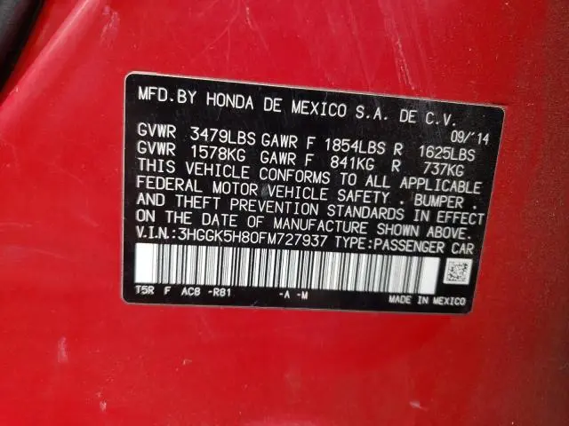 2015 HONDA FIT EX