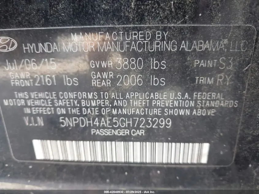 2016 HYUNDAI ELANTRA VALUE EDITION