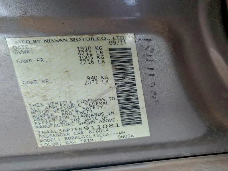 2015 NISSAN ALTIMA 2.5  