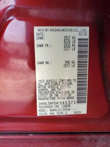 2016 NISSAN ALTIMA 2.5  