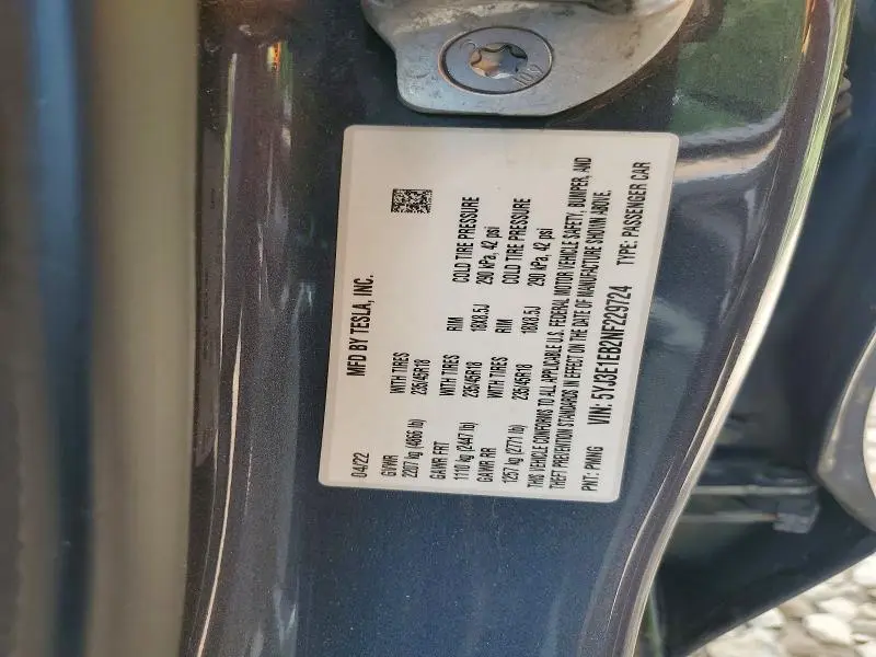 2022 TESLA MODEL 3   