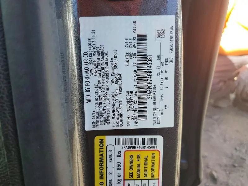 2016 FORD FUSION SE  