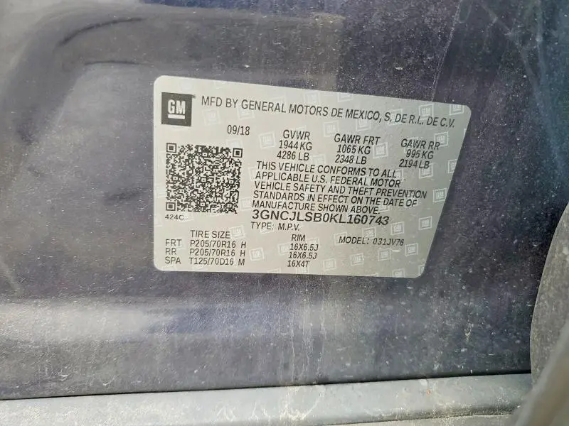 2019 CHEVROLET TRAX 1LT  