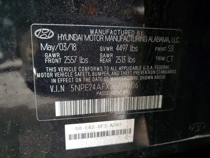 2018 HYUNDAI SONATA SE  