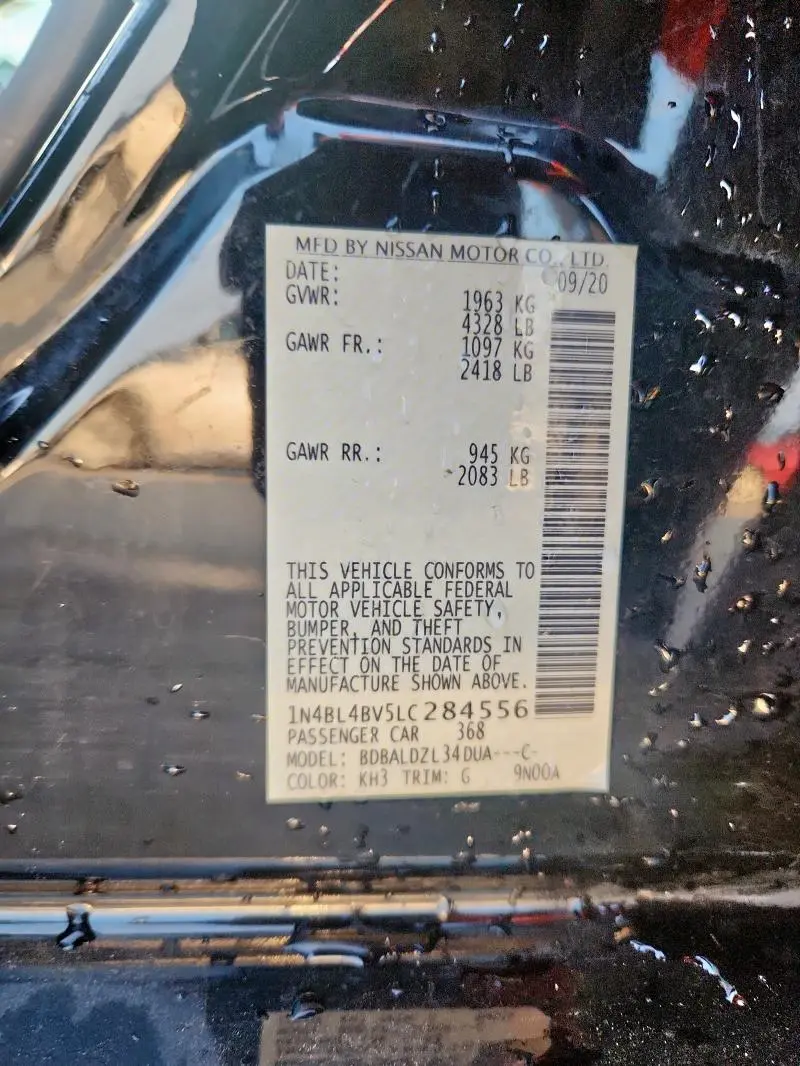 2020 NISSAN ALTIMA S  