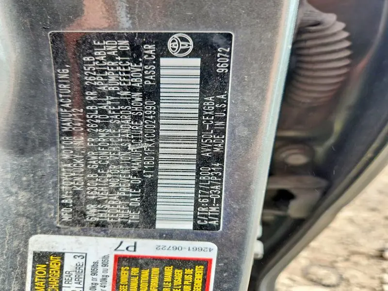 2012 TOYOTA CAMRY   