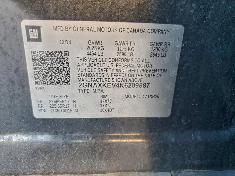 2019 CHEVROLET EQUINOX LT  