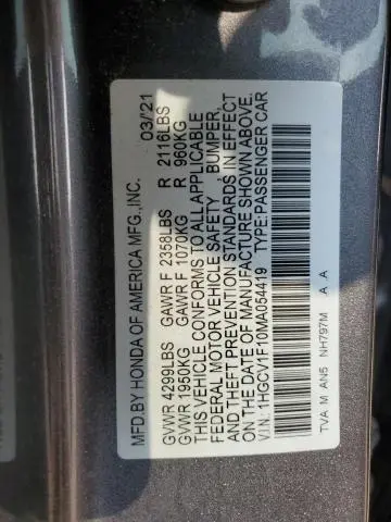 2021 HONDA ACCORD LX  