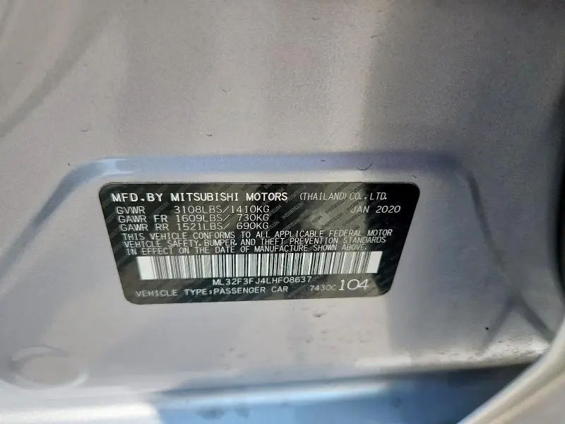 2020 MITSUBISHI MIRAGE G4 ES