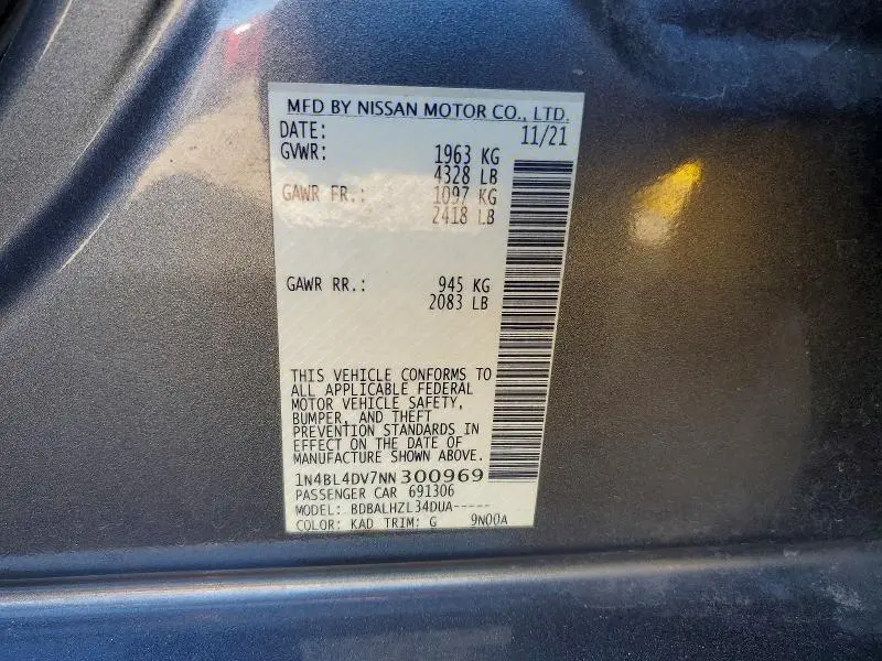 2022 NISSAN ALTIMA SV  