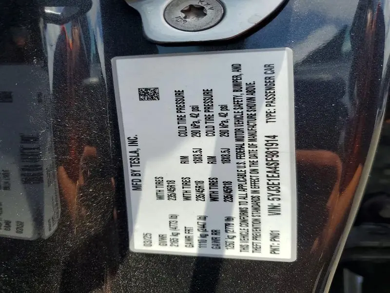 2025 TESLA MODEL 3   
