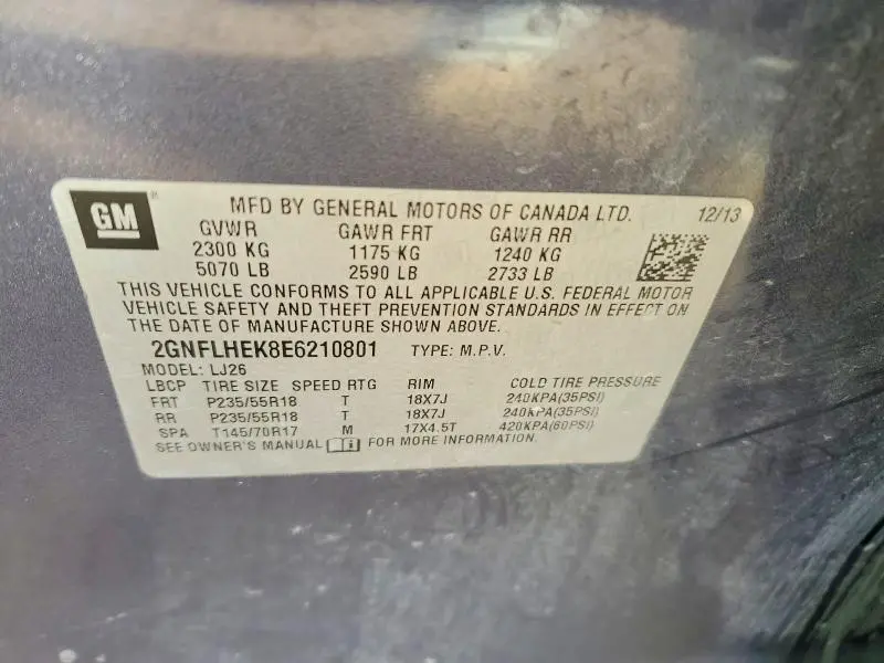 2014 CHEVROLET EQUINOX LTZ  