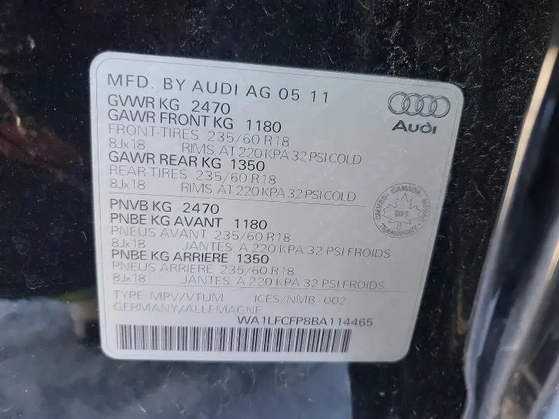 2011 AUDI Q5 PREMIUM PLUS  