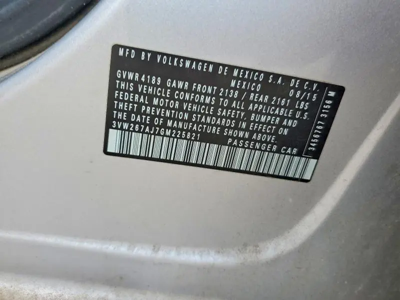 2016 VOLKSWAGEN JETTA S  