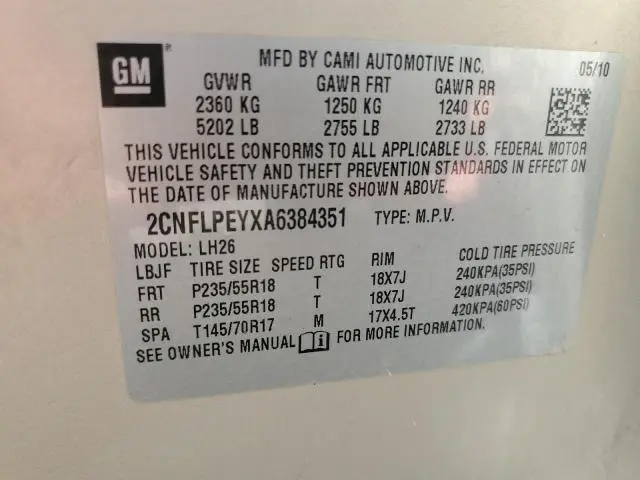 2010 CHEVROLET EQUINOX LT  