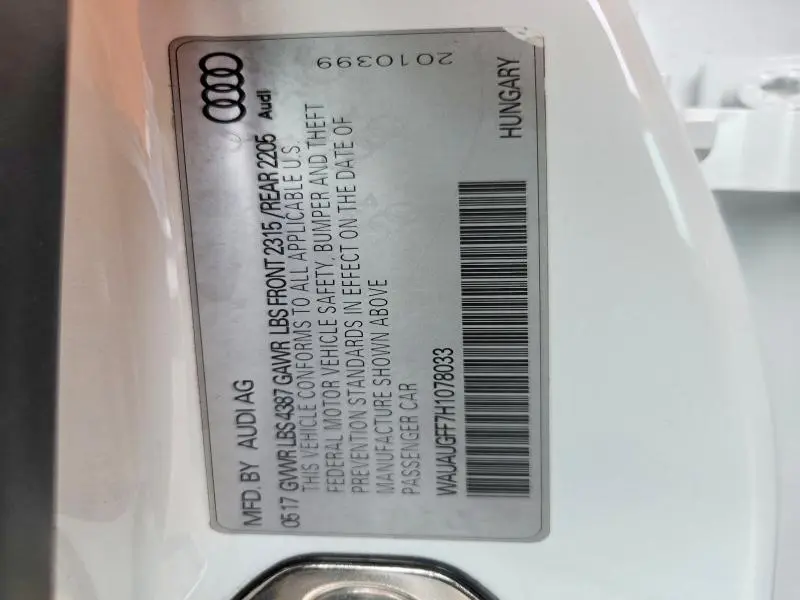 2017 AUDI A3 PREMIUM  