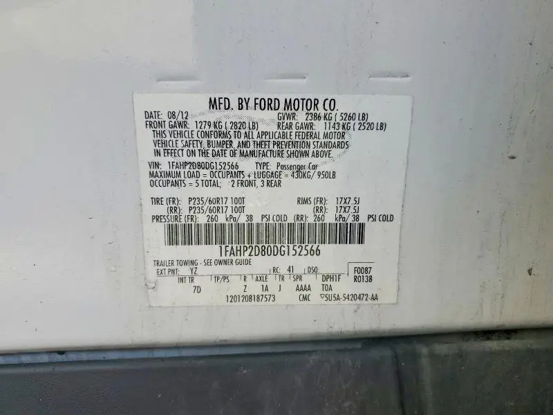 2013 FORD TAURUS SE  