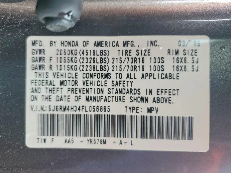 2015 HONDA CR-V LX  