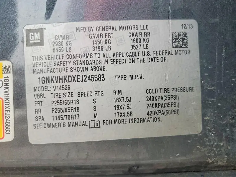 2014 CHEVROLET TRAVERSE LT  