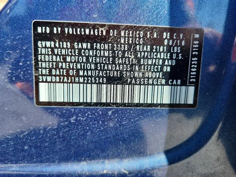 2017 VOLKSWAGEN JETTA SE  