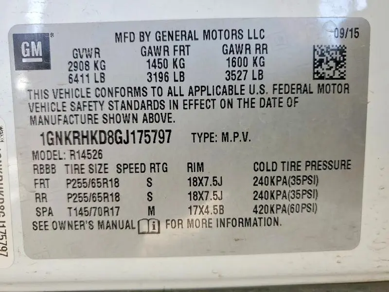 2016 CHEVROLET TRAVERSE LT  
