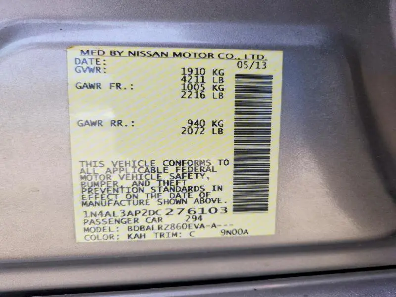 2013 NISSAN ALTIMA 2.5  