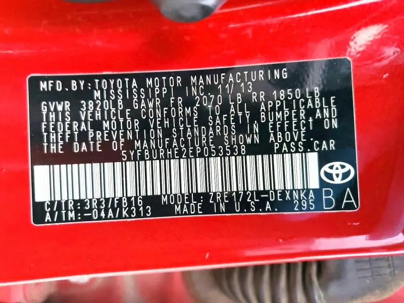 2014 TOYOTA COROLLA L  