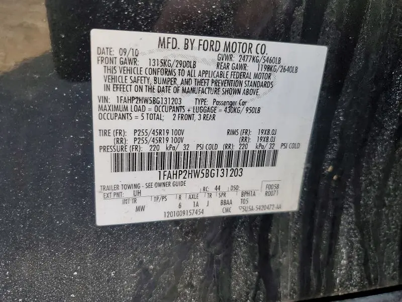 2011 FORD TAURUS SEL  