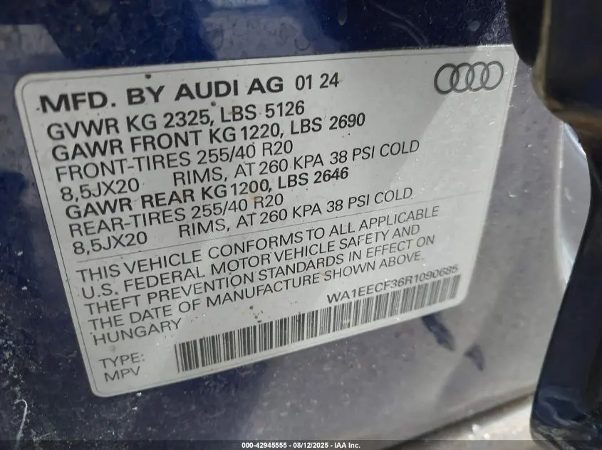 2024 AUDI Q3 PREMIUM PLUS 45 TFSI S LINE QUATTRO TIPTRONIC