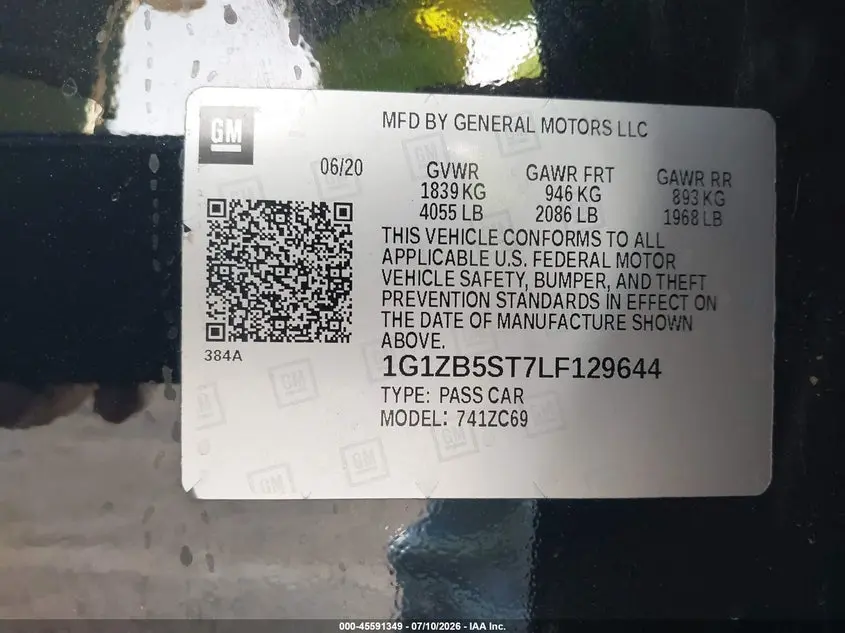 2020 CHEVROLET MALIBU FWD LS