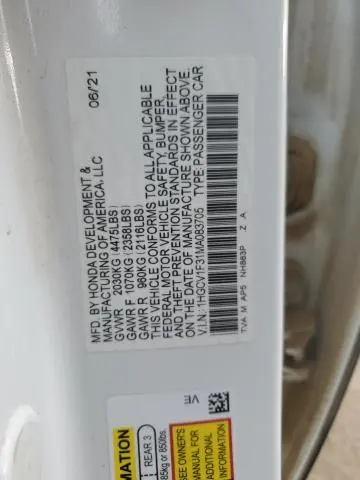 2021 HONDA ACCORD SPORT