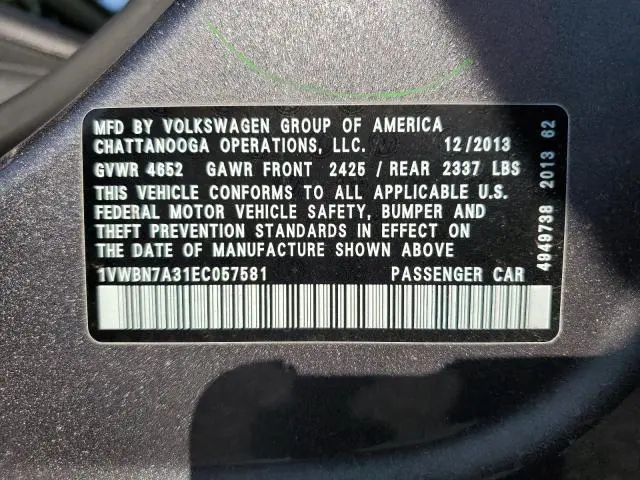 2014 VOLKSWAGEN PASSAT SE  
