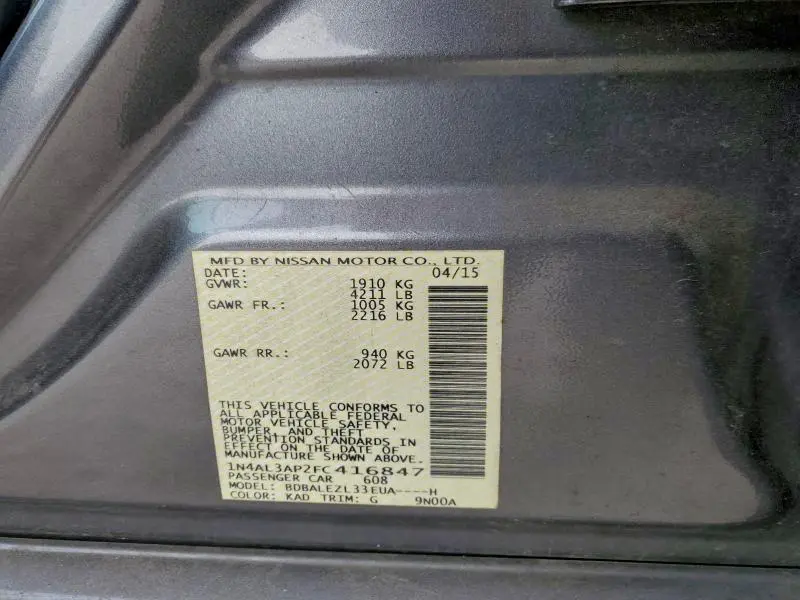 2015 NISSAN ALTIMA 2.5  