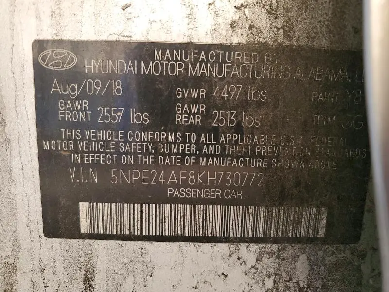 2019 HYUNDAI SONATA SE  