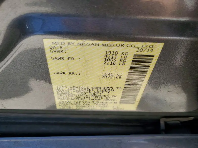 2015 NISSAN ALTIMA 2.5 SL  