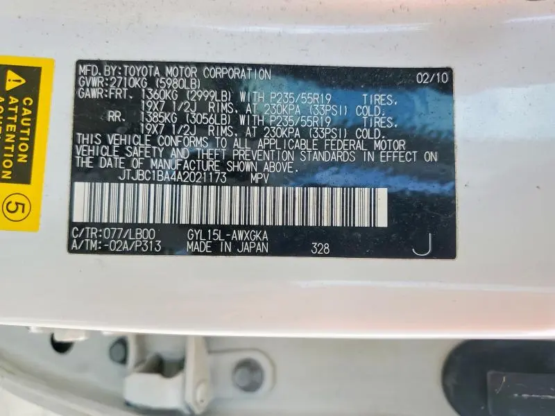 2010 LEXUS RX 450H  