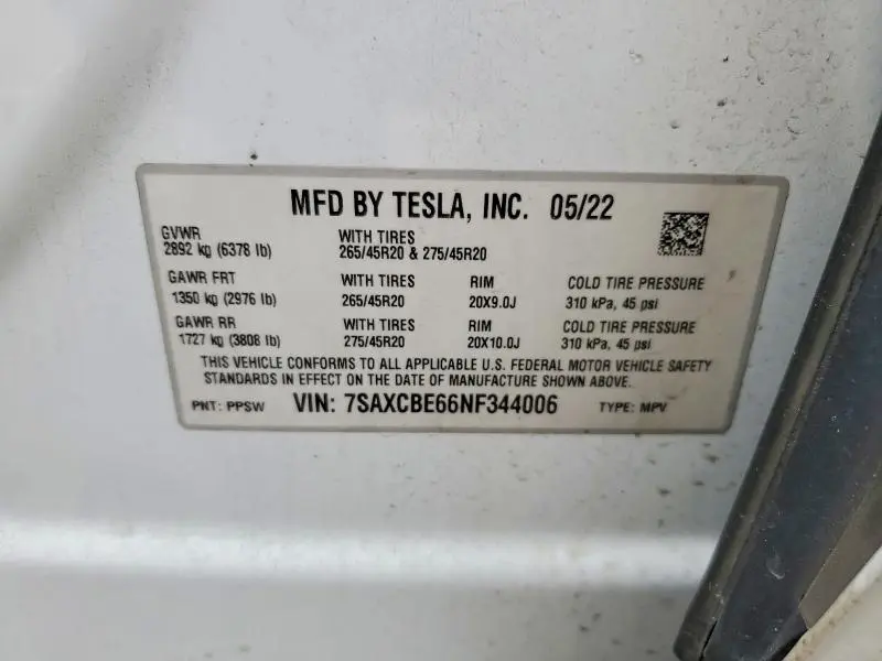 2022 TESLA MODEL X   