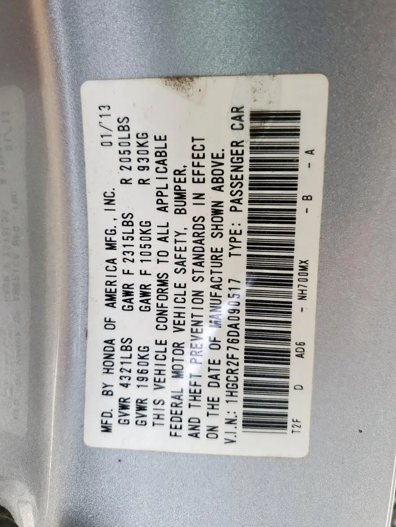 2013 HONDA ACCORD EX