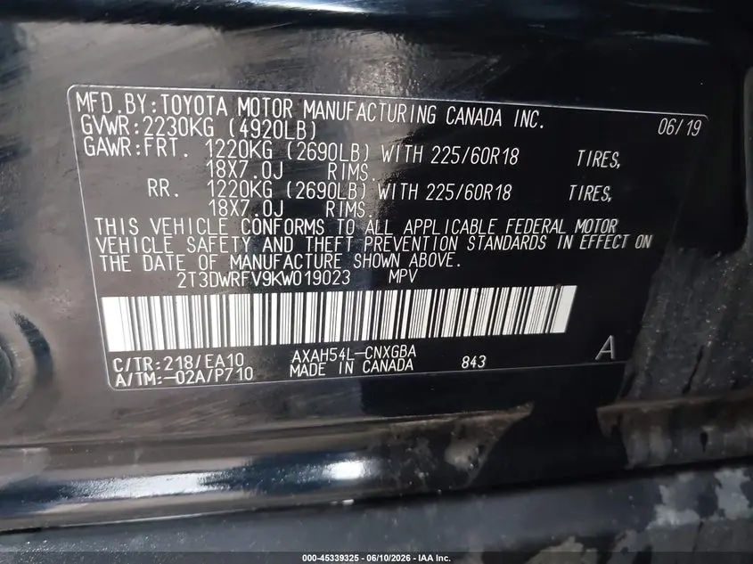 2019 TOYOTA RAV4 HYBRID LIMITED